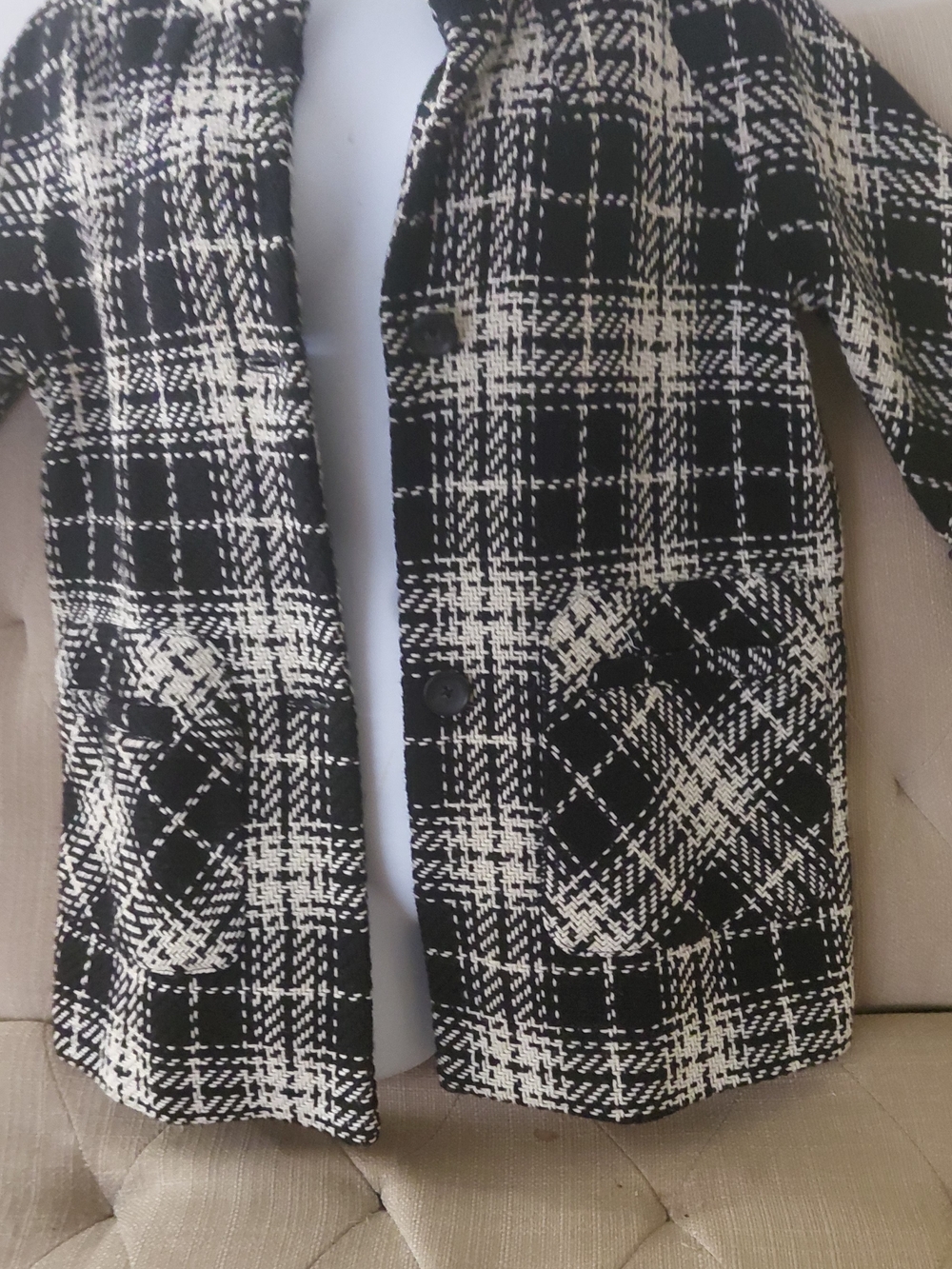 Rafaella Black and White Plaid Pea Coat - Picture 5 of 10